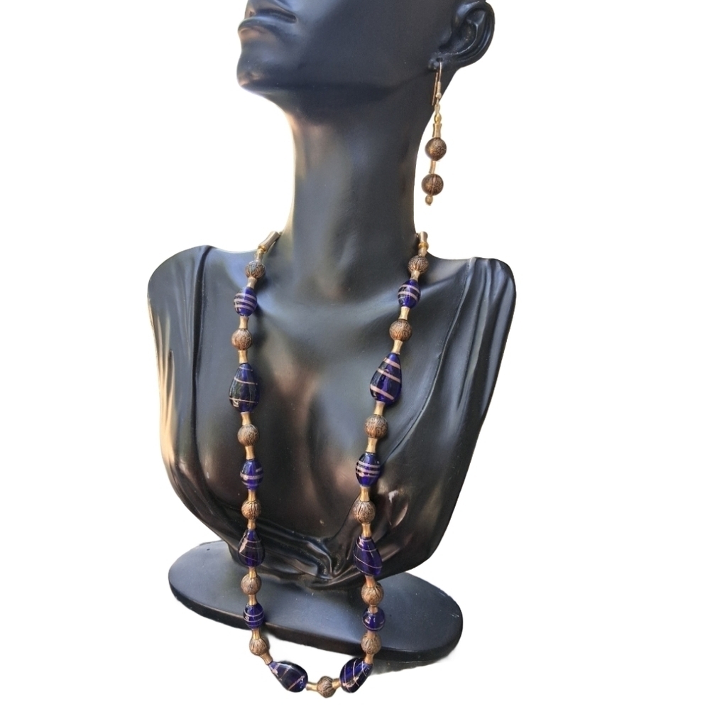 Vintage 60s–70s Glass Bead Jewelry Set – Boho Mod Elegance